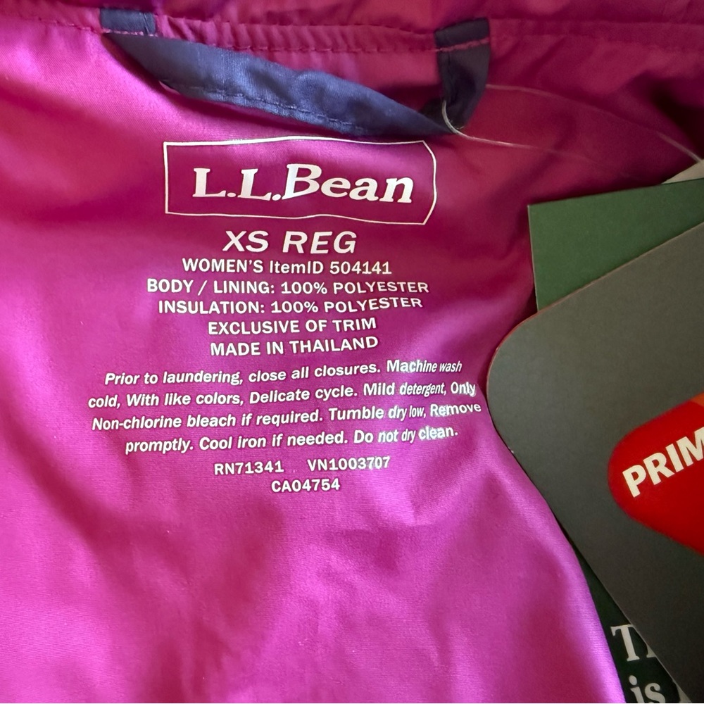 LLBean NWT Pink Hooded Insulated Half Zip Katahdin Pullover size xs - Picture 7 of 9
